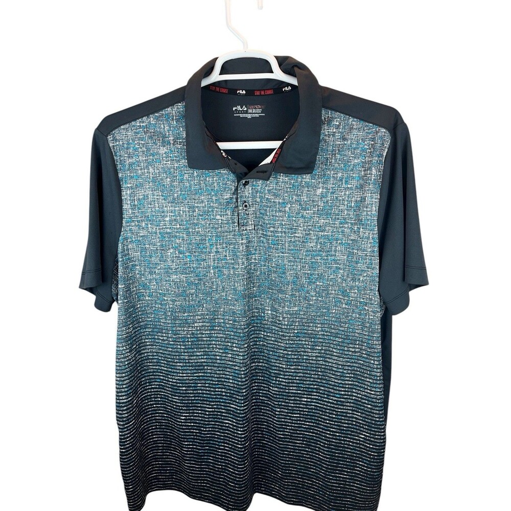 FILA Sport Golf Athletic Fit Polo Shirt XXL Multicolored Black Blue White Preppy
